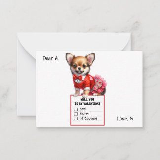 Carte De Correspondance Valentin chiot Chihuahua personnalisable