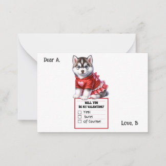Carte De Correspondance Valentin chiot Husky personnalisable