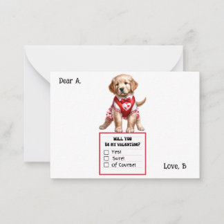 Carte De Correspondance Valentin chiot Retriever doré personnalisable 