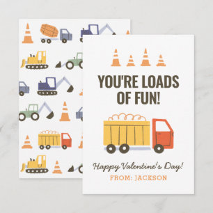 Carte De Correspondance Valentine de classe pour enfants Camion à benne Co