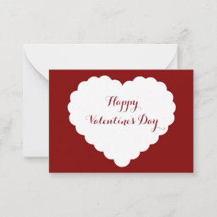 Carte De Correspondance Valentine Pack Scalloped Coeur Blanc Rouge