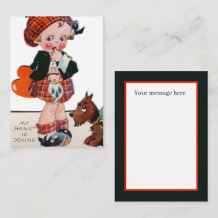 Carte De Correspondance Valentine rétro vintage fille écossaise