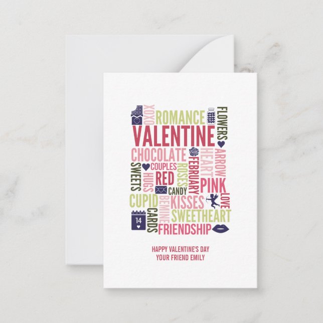 Carte De Correspondance Valentine Words Classroom Valentine Card 100pk (Devant)