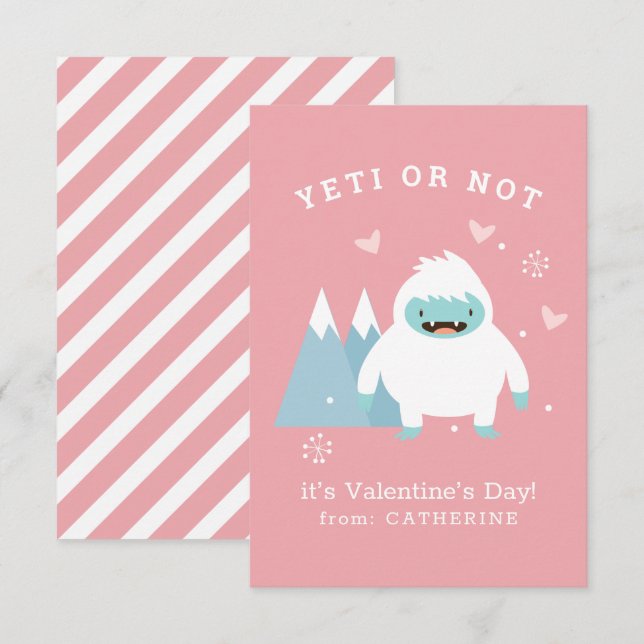 Carte De Correspondance Valentine Yeti ou pas (Devant / Derrière)