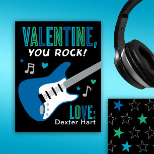 Carte De Correspondance Valentine You Rock Guitare Bleue Enfants Valentine