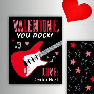 Carte De Correspondance Valentine You Rock Guitare Rouge Enfants Saint Val