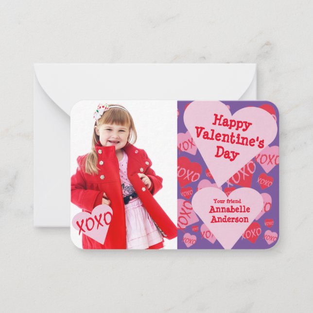 Carte De Correspondance Valentines Jour Photo Classe XOXO Chérie (Devant)