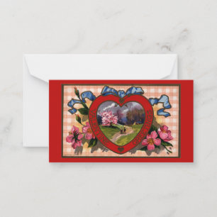 Carte De Correspondance Valentines vintages Jour Salutations Coeur et Fleu