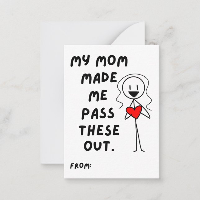 Carte De Correspondance Valentins Fille Dessin Bâton Ma Mère M'a Fait (Devant)