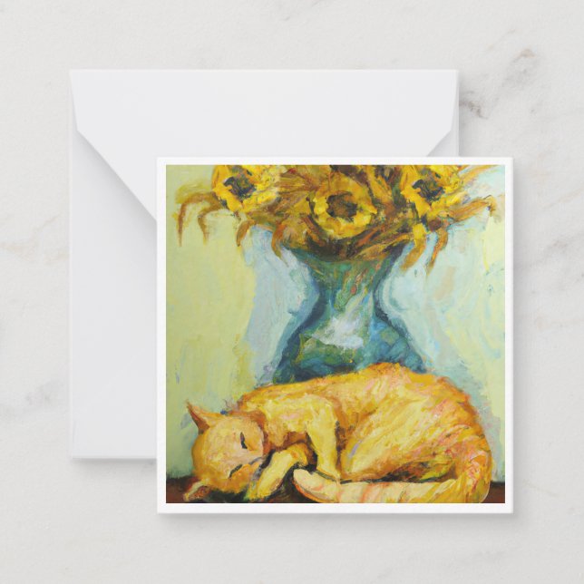 Carte De Correspondance Van Gogh Chat avec des tournesols (Devant)