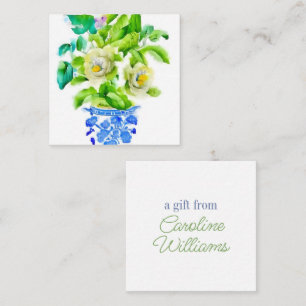 Carte De Correspondance Vase Chinoiserie Aquarelle avec boîtier de fleurs