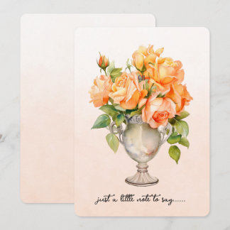 Carte De Correspondance Vase of Orange Roses Note Card