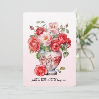 Carte De Correspondance Vase of Red Roses Note Card