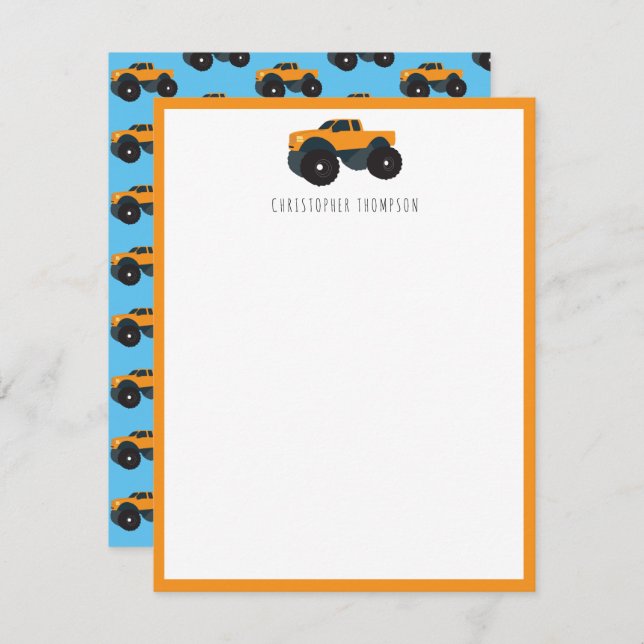 Carte De Correspondance Véhicule de camion monstre personnalisé pour enfan (Devant / Derrière)