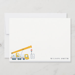 Carte De Correspondance Véhicule de construction de camion grue Anniversai