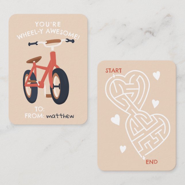 Carte De Correspondance Vélo de classe de Saint-Valentin super cool pour e (Devant / Derrière)