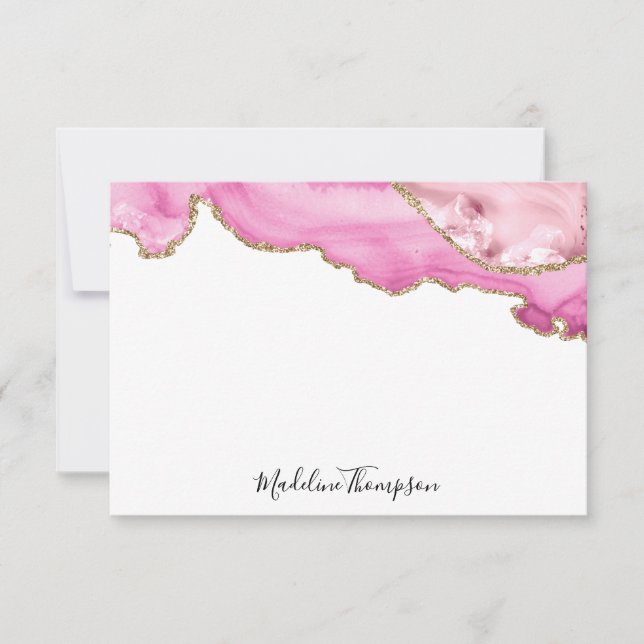 Carte De Correspondance Velvet Pink Agate Geode Script Typography (Devant)