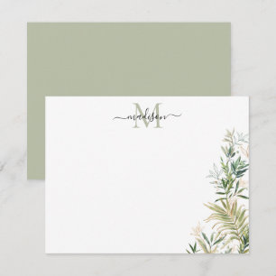 Carte De Correspondance Verdure Or Botanique Rustique Foliage Monogramme
