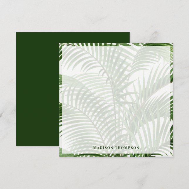 Carte De Correspondance Verdure tropicale Aquarelle Palm Tree Feuilles (Devant / Derrière)