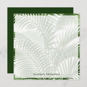 Carte De Correspondance Verdure tropicale Aquarelle Palm Tree Feuilles