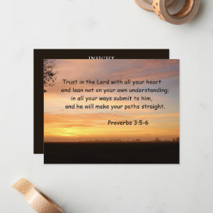 Carte De Correspondance Verset Inspirant de la Bible Proverbes 3:5-6 Églis