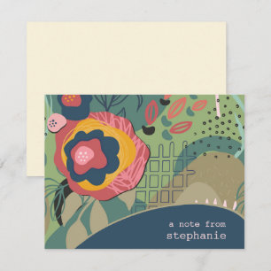 Carte De Correspondance Vert bleu et rose Abstrait floral personnalisé pla