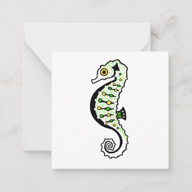 Carte De Correspondance Vert et jaune doux SEAHORSE (Devant)