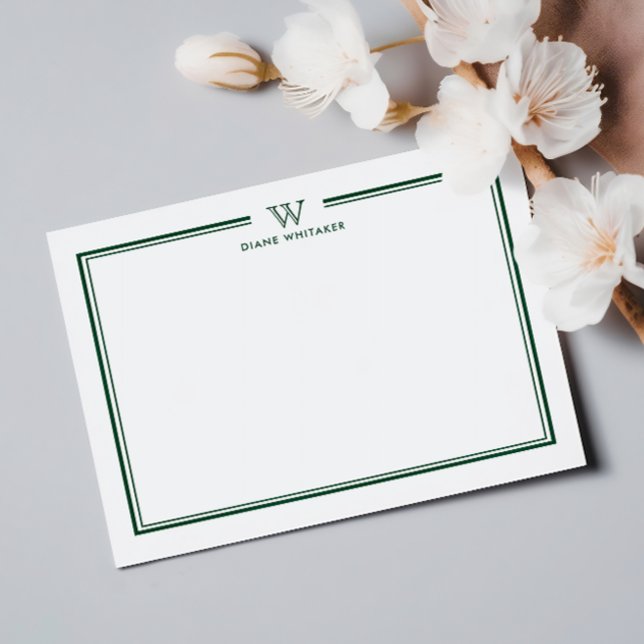 Carte De Correspondance Vert Formal Classic Famille Monogramme Double Cadr (Créateur téléchargé)