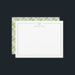 Carte De Correspondance Vert Formel Classique Famille Monogramme Carreaux<br><div class="desc">Obtenez un look professionnel avec notre papeterie personnalisée formelle et élégante en cartes plates avec votre monogramme et votre nom en dessous en police Sans Serif associée à une police élégante à visage ouvert, au verso de la carte un fond à carreaux chic inspiré de la ferme en vert et...</div>