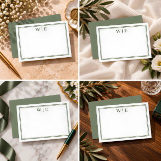 Carte De Correspondance Vert olive moderne minimaliste