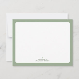Carte De Correspondance Vert sauge   Papeterie personnalisée Simple Heart