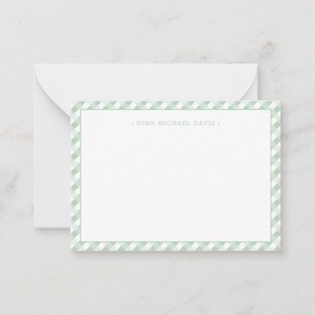 Carte De Correspondance Vichy Vert Pastel pour Enfants (Devant)