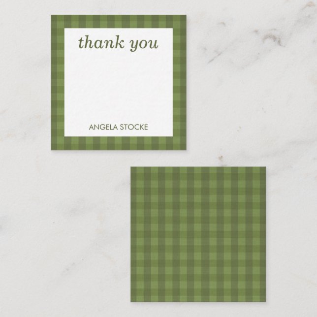 Carte De Correspondance Vichy vert personnalisé (Devant / Derrière)