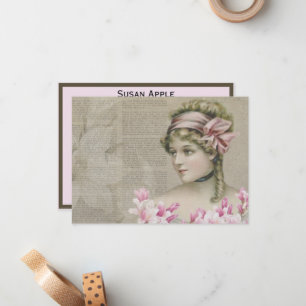 Carte De Correspondance Victorian Steampunk Lady Pink Journal