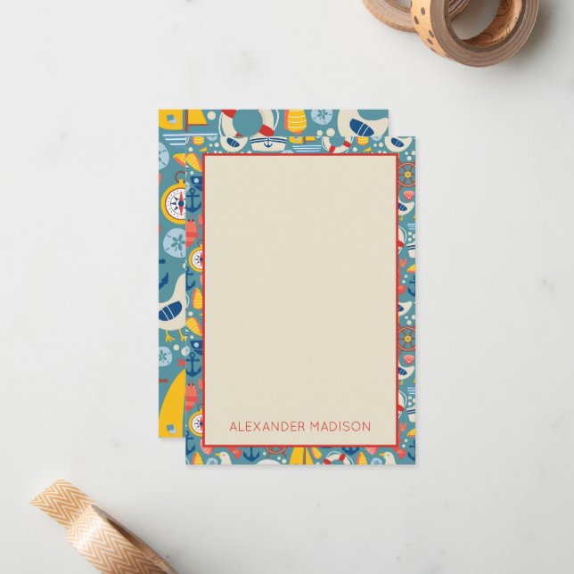 Carte De Correspondance Vie marine marine mignonne (Devant/Arrière en situation)