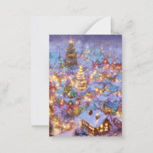 Carte De Correspondance village de Noël enneigé budget mini Noël