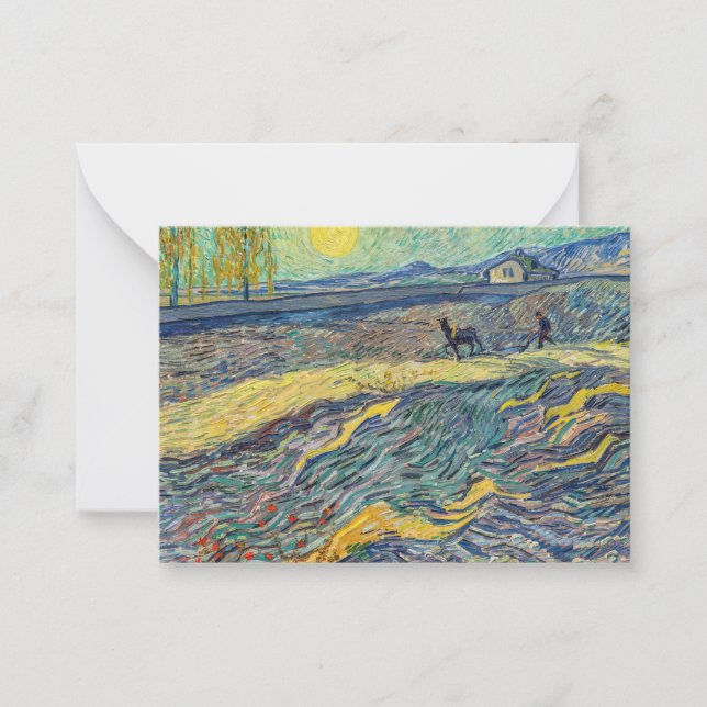 Carte De Correspondance Vincent van Gogh - Champ avec des agriculteurs lab (Devant)