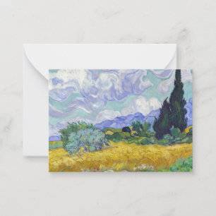 Carte De Correspondance Vincent Van Gogh - Champ de blé avec cyprès