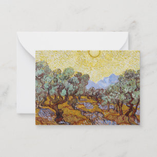 Carte De Correspondance Vincent van Gogh - Oliviers, Ciel Jaune et Soleil
