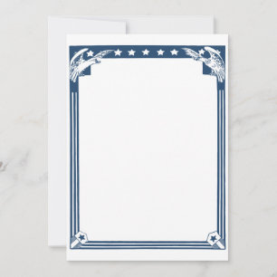 Carte De Correspondance Vintage American Blue Stars Eagles Stationnaires