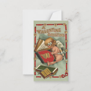 Carte De Correspondance Vintage Ange de la Saint-Valentin, Cupidon lisant 