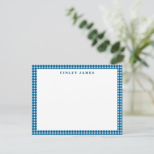 Carte De Correspondance Vintage bleu et blanc En vichy Plaid Personnalisé