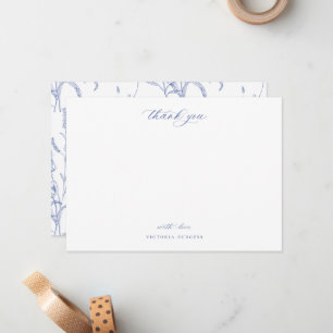 Carte De Correspondance Vintage Blue Chinoiserie Floral Merci