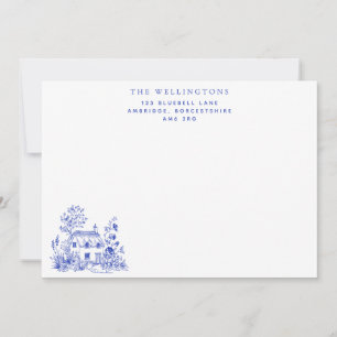Carte De Correspondance Vintage Blue Floral Cottage Famille