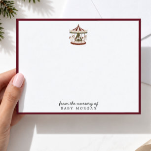 Carte De Correspondance Vintage Carrousel Joyeux Petit Noël Nursery