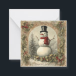 Carte De Correspondance Vintage Christmas Snowman<br><div class="desc">Un design vintage de bonhomme de neige décore ce carte pour notes de Noël chaleureux et douillet. Personnalisez facilement le message et la signature au dos de la carte en quelques clics seulement.</div>