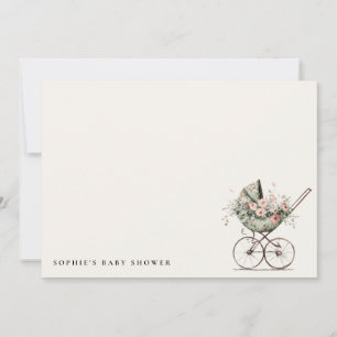 Carte De Correspondance Vintage Floral Green Blush Baby shower