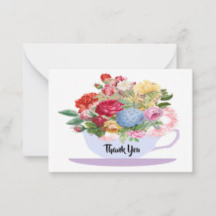 Carte De Correspondance Vintage Floral Tea Cup Merci