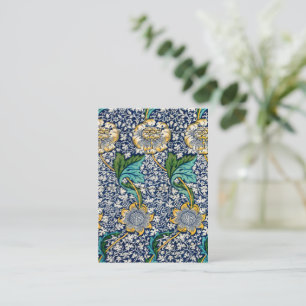 Carte De Correspondance Vintage Kennet Floral William Morris Bleu Blanc