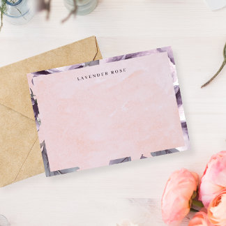 Carte De Correspondance Vintage Purple Rose Watercolor Floral